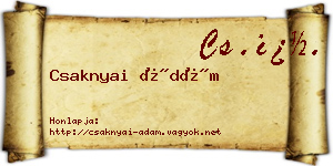Csaknyai Ádám névjegykártya